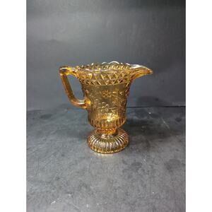 EAPG Adams Glass Co. Wildflower‎ Amber Cream Pitcher, Vintage Glass Pitcher